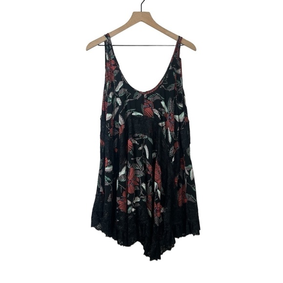 Free People Dresses & Skirts - Free People Black Floral Swing Slip Lace Dress Tunic